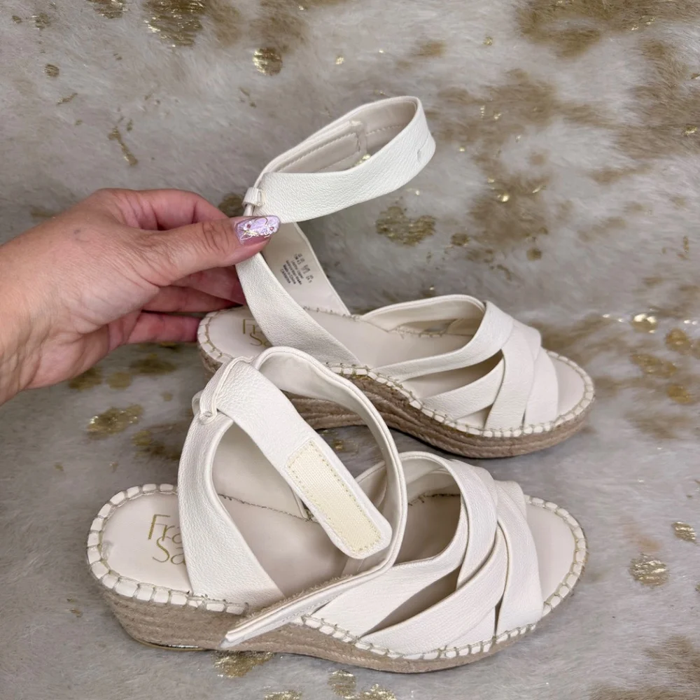 Franco Sarto Carmina Espadrille Wedge Sandals Women Sz 7. 5 Excellent Ivory